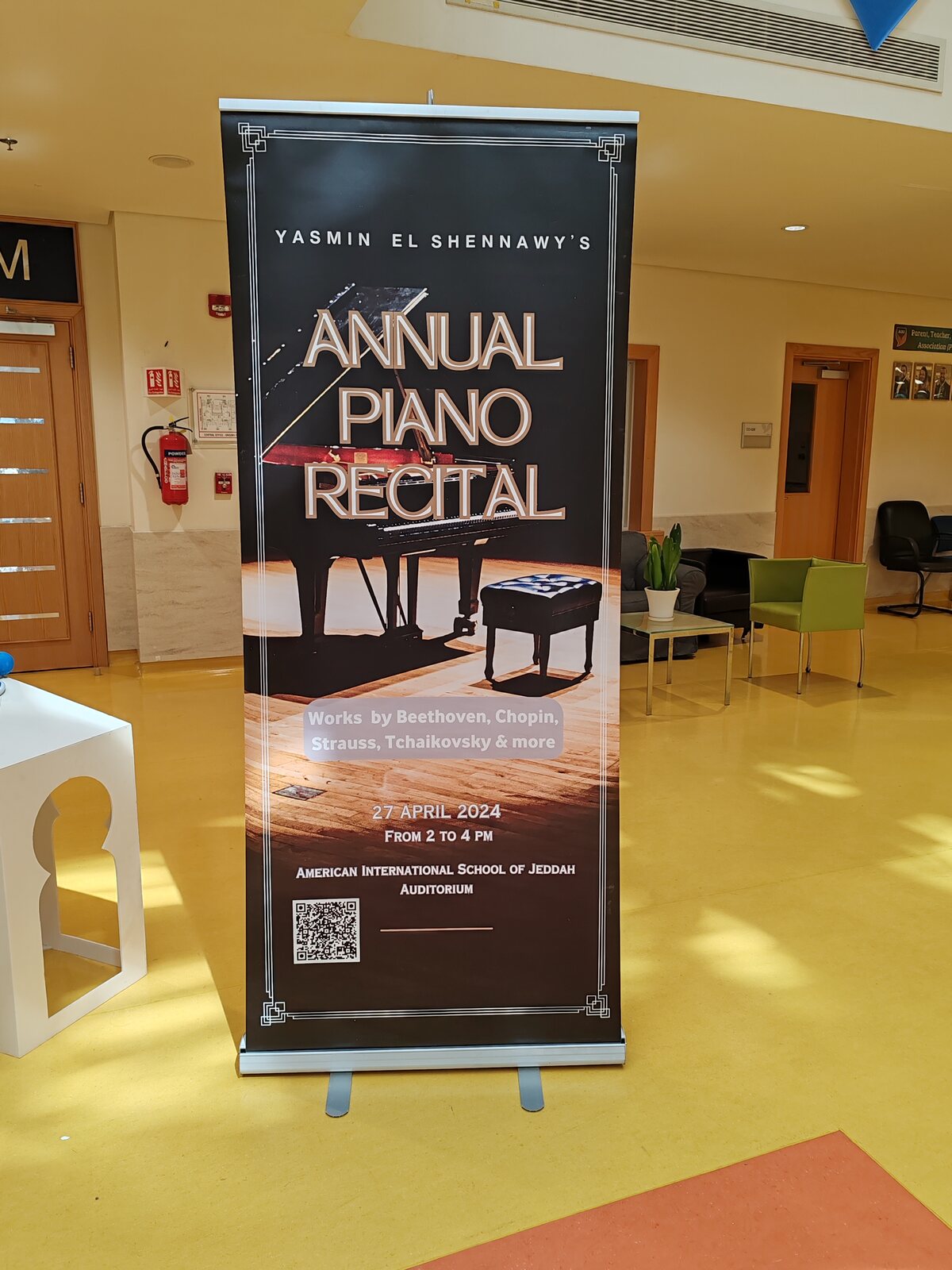 Roll-up banner for Yasmin El Shennawy's Annual Piano Recital, 27 April 2024